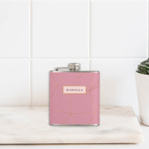 Luxurious Geometric Gold Hip Flask