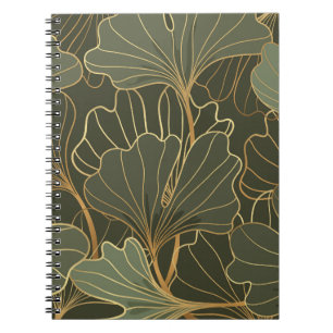 Luxurious Ginkgo Gold Line Art Notebook