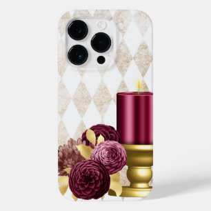 Luxurious Gold and Burgundy Candle Lovers Case-Mate iPhone 14 Pro Case