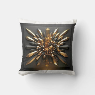 ​Luxurious Gold and Dark Crystal 3D Geometric Acce Cushion