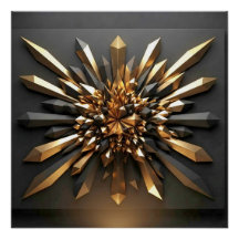 ​Luxurious Gold and Dark Crystal 3D Geometric Glos