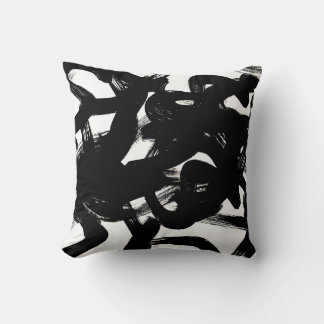 Luxurious Gold Art: Abstract Black Stroke. Cushion