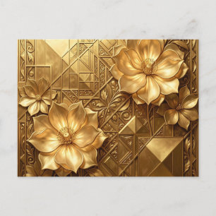 Luxurious Gold Art Deco Floral Embossed Pattern Postcard
