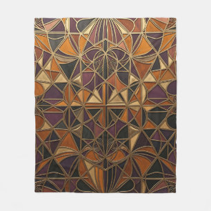 Luxurious Gold Art Deco Geometric Mosaic Fleece Blanket