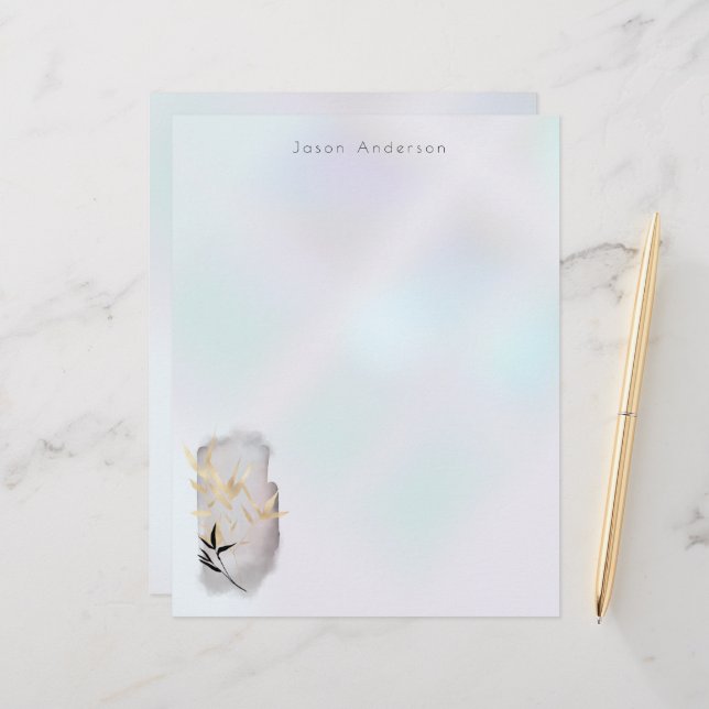 Luxurious Gold Bamboo Monogram Custom Letterhead (Front/Back In Situ)