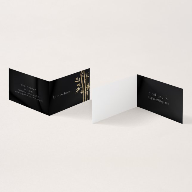 Luxurious Gold Bamboo QR Code Business Card (Inside and Outside)