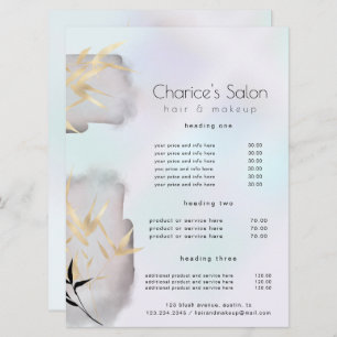 Luxurious Gold Bamboo Salon Price Card
