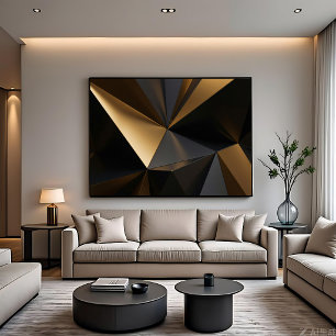 Luxurious Gold Black Abstract Geometric Canvas Print