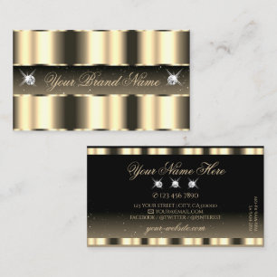 Luxurious Gold Black Sparkling Diamonds Glamourous Business Card