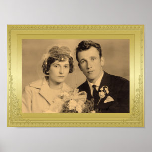 Luxurious gold border frame custom photo poster