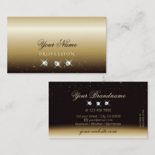 Luxurious Gold Brown Sparkling Diamonds Elegant Business Card
