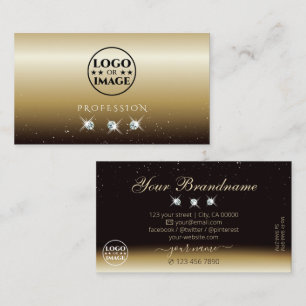 Luxurious Gold Brown Sparkling Diamonds with Logo Business Card
