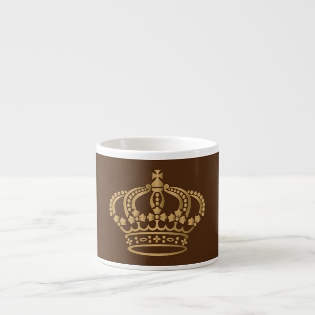 Luxurious Gold Crown Brown Espresso Cup (Front)