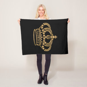 Luxurious Gold Crown Fleece Blanket