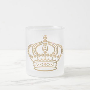 Luxurious Gold Crown Frosted Glass Coffee Mug