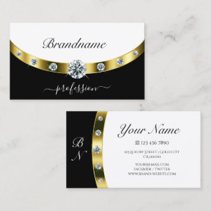 Luxurious Gold Decor Black and White Initials Business Card
