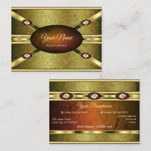Luxurious Gold Effects Marble with Faux Gemstones Business Card