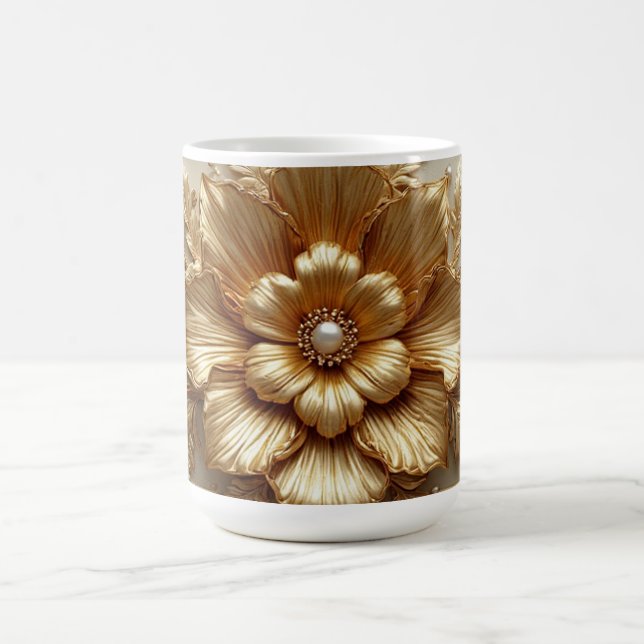 Luxurious Gold Floral Frame Coffee Mug (Center)