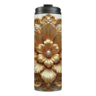 Luxurious Gold Floral Frame Thermal Tumbler