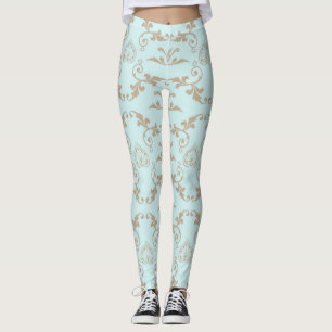 Luxurious Gold Floral Leggings