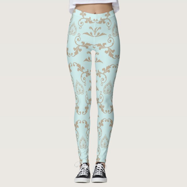 Luxurious Gold Floral Leggings (Front)