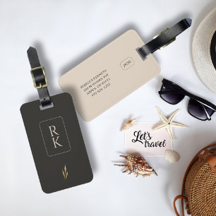 Luxurious Gold Floral Minimalist Custom Monogram Luggage Tag