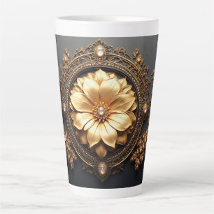 Luxurious Gold Flower Latte Mug