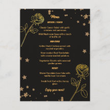 Luxurious Gold Foil Floral Wedding Menu Card