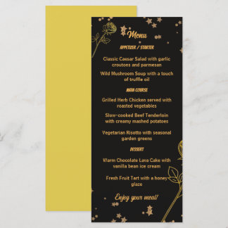 Luxurious Gold Foil Floral Wedding Menu Card