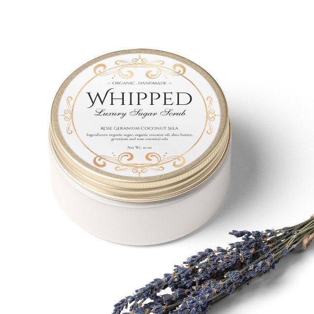 Luxurious Gold Foil Swirls Elegant White Product Classic Round Sticker (Creator Uploaded)