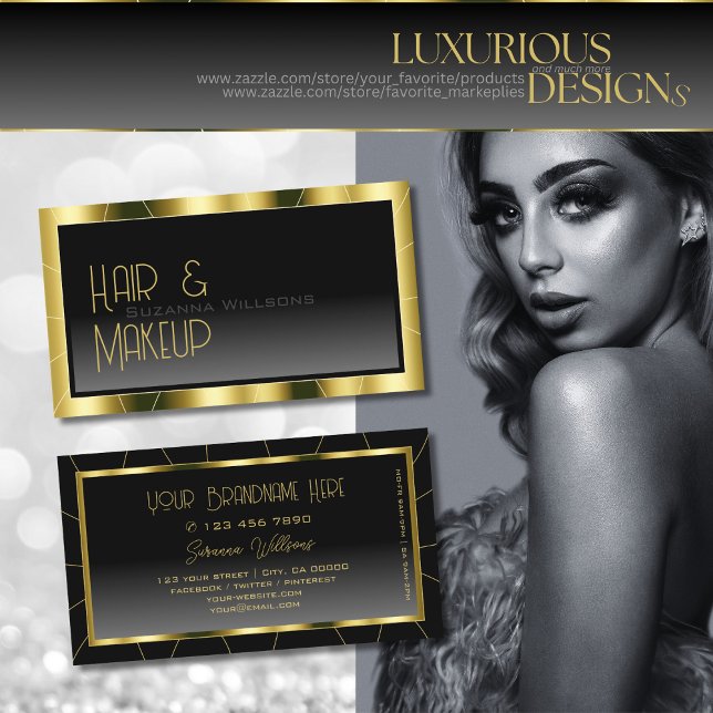 Luxurious Gold Frame Black Gradient Luxe Glamourou Business Card (Creator Uploaded)