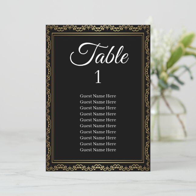 Luxurious Gold Frame Wedding Seating Chart Card  (Standing Front)
