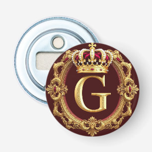 Luxurious Gold Frame With Crowned Monogram Bottle Opener
