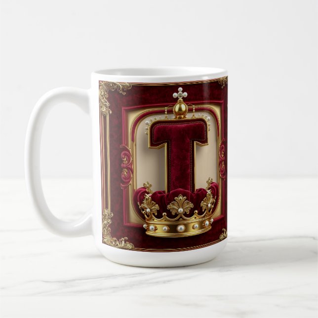 Luxurious Gold Frame With Crowned Monogram Coffee Mug (Left)