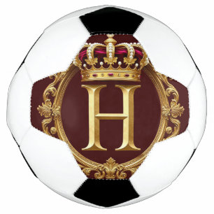 Luxurious Gold Frame With Crowned Monogram Soccer Ball