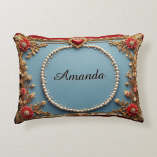 Luxurious Gold Frame With Pearls Decorative Cushion