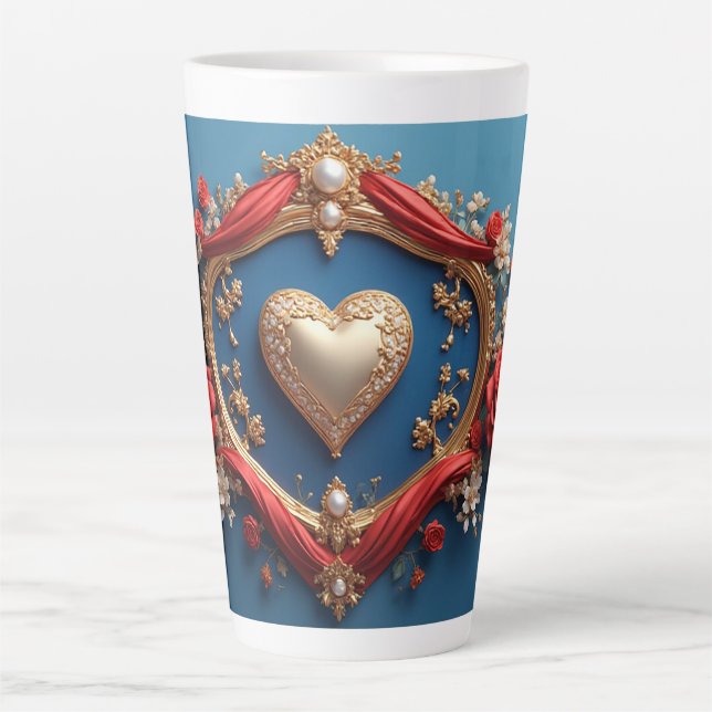 Luxurious Gold Frame With Pearls Latte Mug (Front)