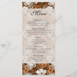 Luxurious Gold Gardenias Fantasy Vintage Wedding Menu
