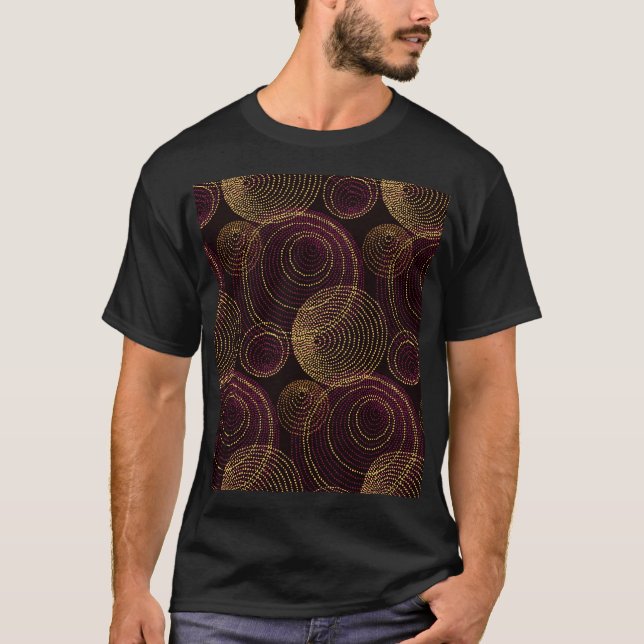 Luxurious Gold Geometric Print T-Shirt (Front)