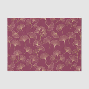 Luxurious Gold Ginkgo Leaves on Deep Burgundy (1) Tissue Paper