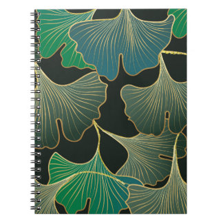 Luxurious gold Ginkgo, vintage art. Notebook
