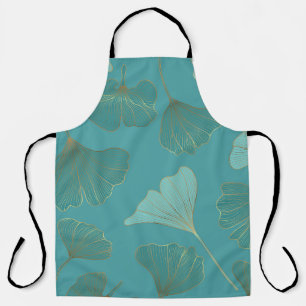 Luxurious gold Ginkgo, vintage wallpaper. Apron