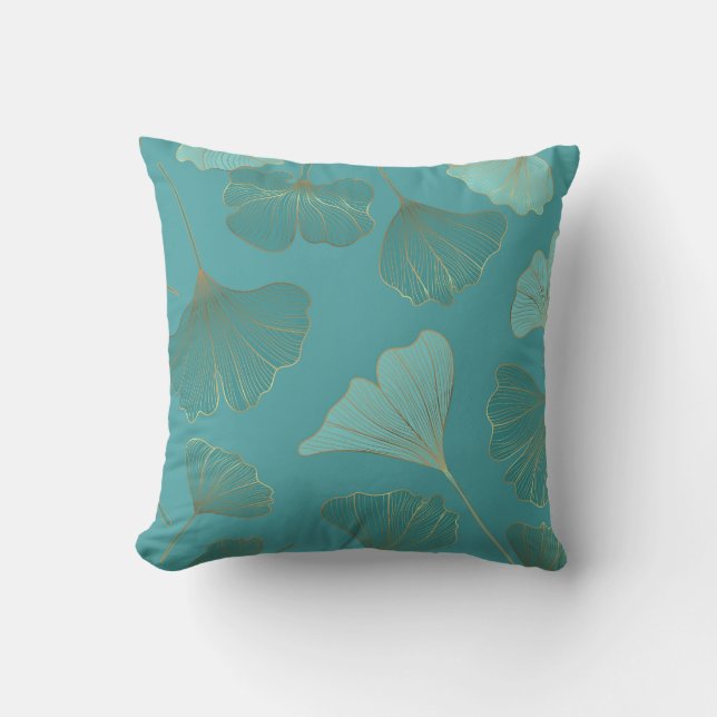 Luxurious gold Ginkgo, vintage wallpaper. Cushion (Front)