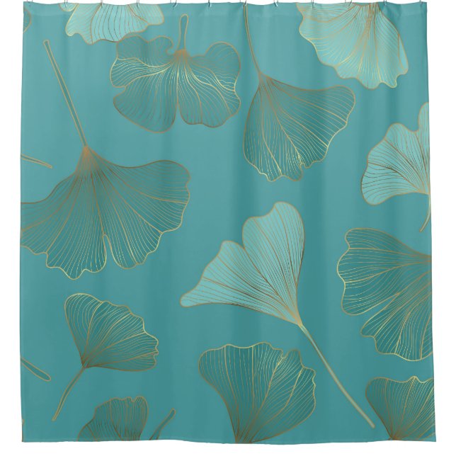 Luxurious gold Ginkgo, vintage wallpaper. Shower Curtain (Front)