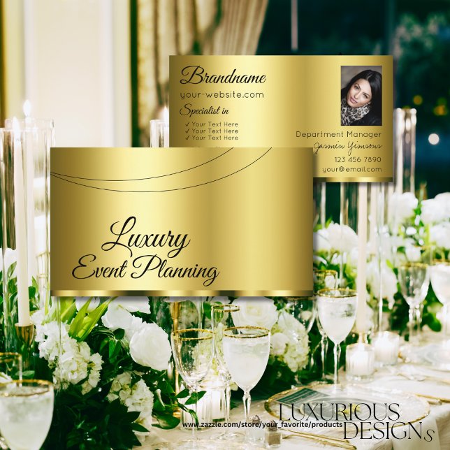 Luxurious Gold Glamourous with Photo Professional Business Card (Creator Uploaded)