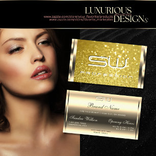 Luxurious Gold Glitter 3D Letters Opening Hours  Business Card