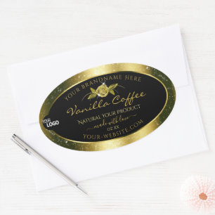 Luxurious Gold Glitter Black Product Labels Logo