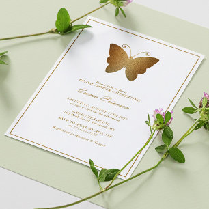 Luxurious Gold Glitter Butterfly Bridal Shower Invitation