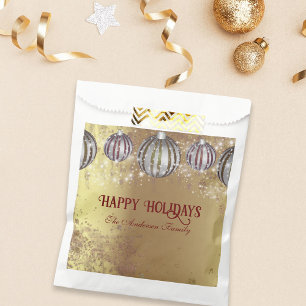 Luxurious Gold Glitter Christmas Baubles Favour Bags
