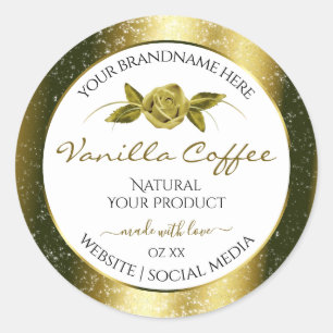 Luxurious Gold Glitter Floral White Product Labels